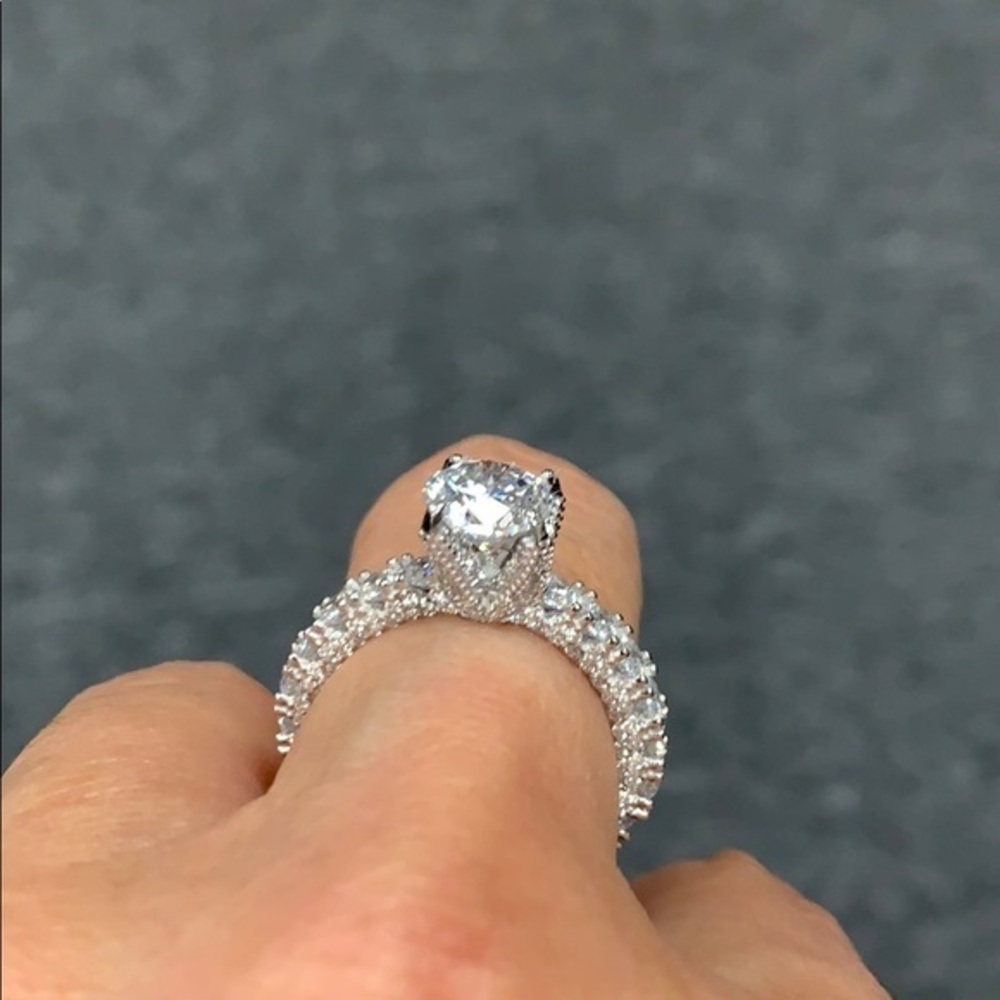 New Sterling Silver Eternity Engagement Ring sz 7 8 9